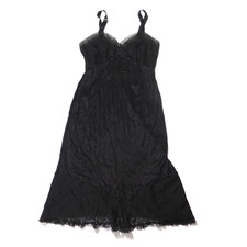 Vintage 90s Black Dress Slip Fit Size XS Black Whimsy Goth Fairy Lacy Detailed