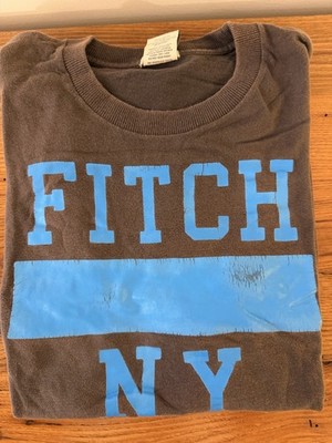 Abercrombie & Fitch Men s Fitch NY Graphic Logo Crew Neck T-Shirt Gray Blue L