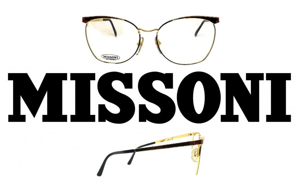 Frames for Eyeglasses Woman Metal Gold Vintage Made Italy 80 Missoni