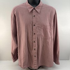 Eddie Bauer Gingham Check Shirt Mens 2XL Red Button Up Long Sleeve Chest Pocket