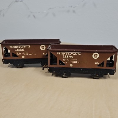 Pennsylvania Railroad O Gauge Ore/Coal Wagon 738701 Brown Pressed Steel Set of 2