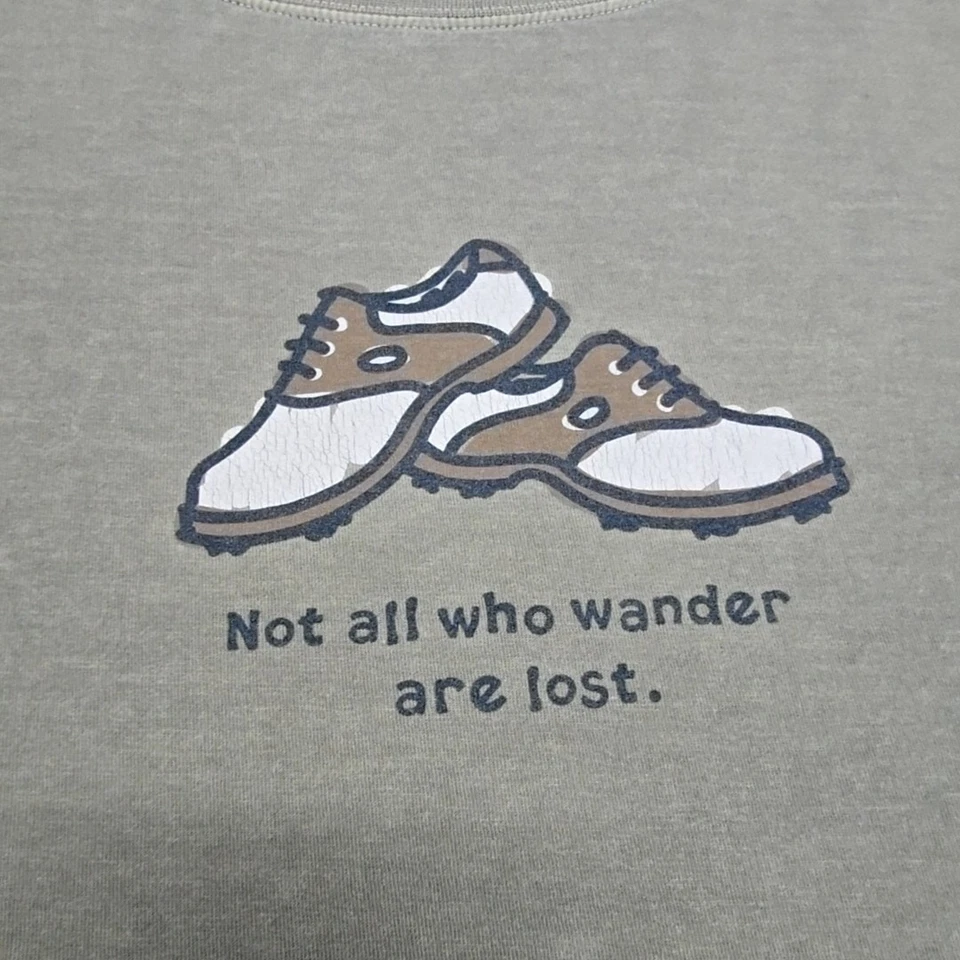 Life is Good Shirt Not All Who Wander Are Lost XL Graphic Gray Faded Wash Tee - Image 2 of 4