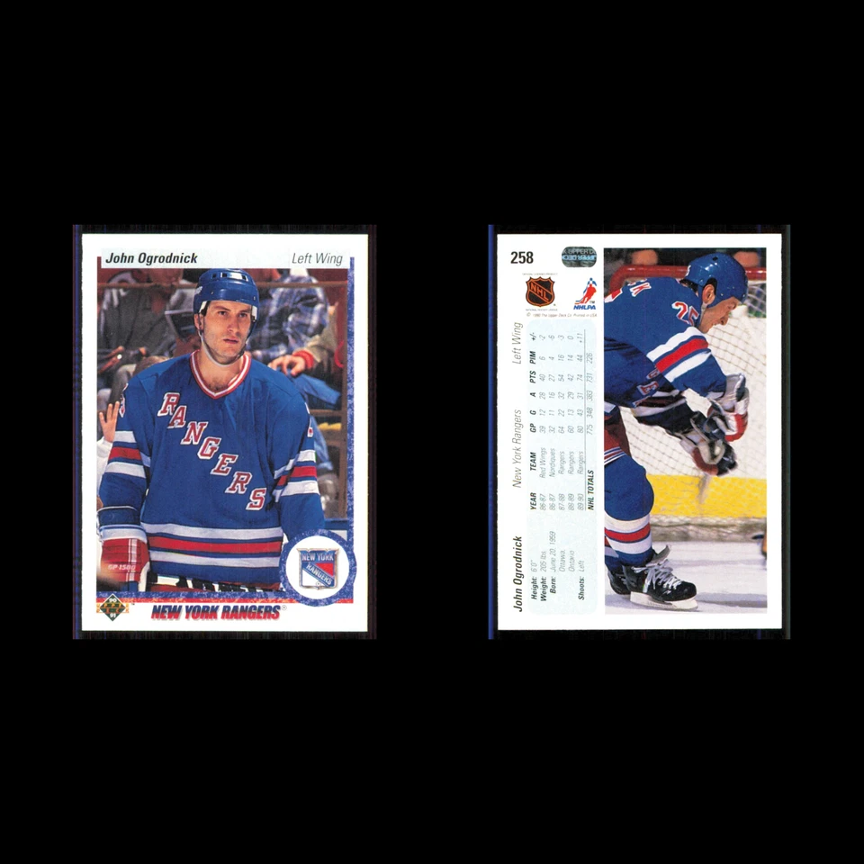 John Ogrodnick #258 1990 Upper Deck New York Rangers Hockey Card NHL NM - Image 3 of 3