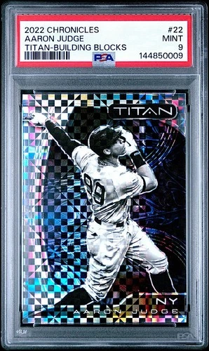 2022 Panini Chronicles Aaron Judge Building Blocks Prizm TITAN Card #22!  PSA 9!