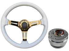 White Gold TS Steering Wheel + Quick Release boss B30 for LAND ROVER