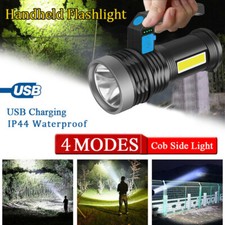 LED Flashlight USB Rechargeable Handheld 4 Modes Torch Waterproof Camping Lamp