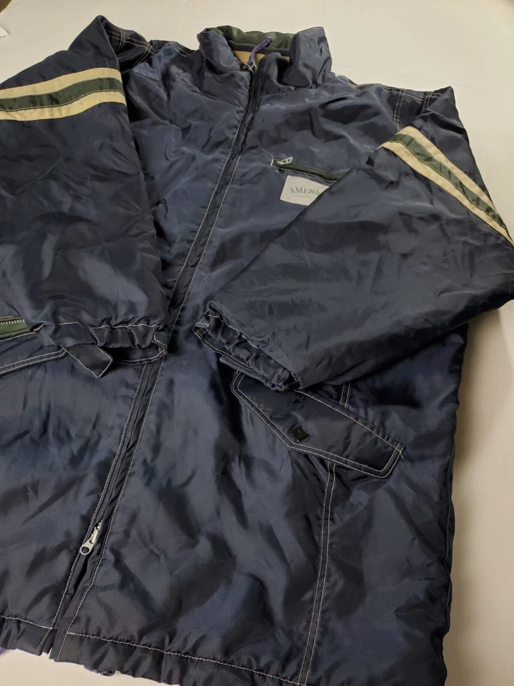 Vintage Perry Ellis Parka Jacket Size XL Full Zip Heavyweight Nylon Blue 90s - Image 2 of 4