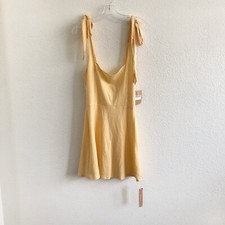 Reformation Liz Tie Shoulder Mini Dress Lemon Yellow Size Large NWT