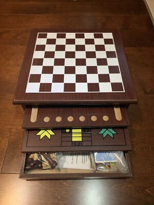 15 in 1 Tabletop Game Center - Portable Wooden Combo Game Board