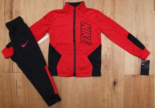 Nike Baby Boy 2 Piece Jogging Set ~ Tracksuit ~ Red & Black ~ - Picture 1 of 6