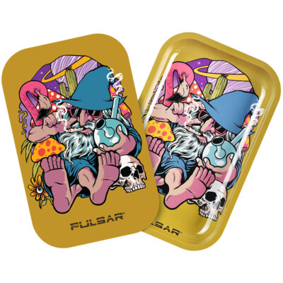 Pulsar Flamingo Wizard Metal Rolling Tray With 3D Magnetic Lid - 11'' X 7'' Inches