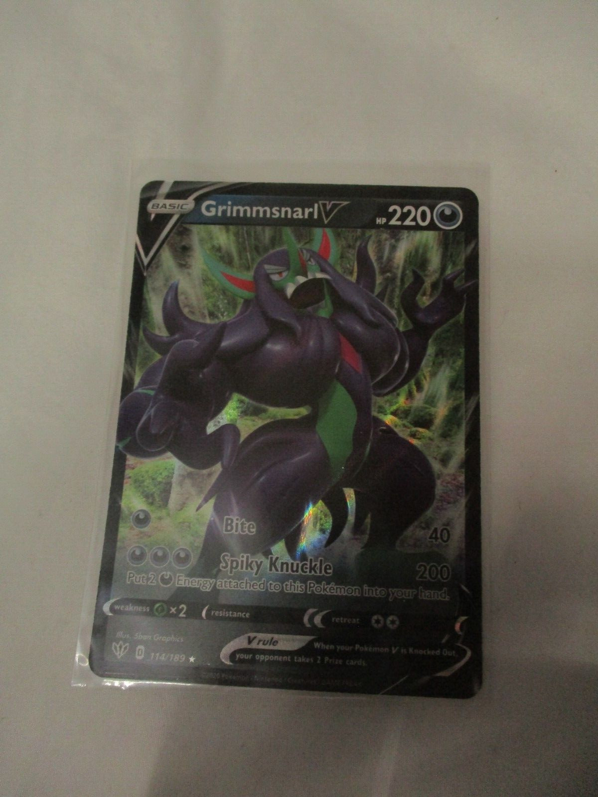 Pokemon Grimmsnarl V 114/189 Ultra Rare Holo Sword & Shield Darkness Ablaze