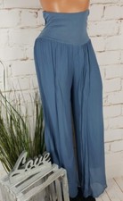 NEU ITALY CHILLOUT MARLENE CHIFFON HOSE WEITES BEIN HIGH WAIST BLAU 36 38
