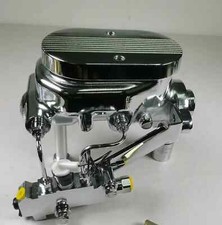 Chrome Center Finned Master Cylinder Disc Drum Proportioning Valve Kit
