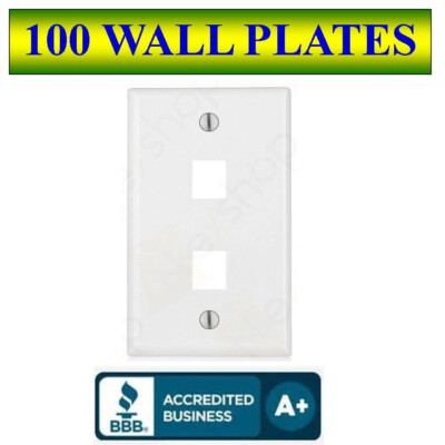 100 PACK Wall Plate 2 Port White Keystone Jack for RJ45 HDMI USB, A/V Connectors