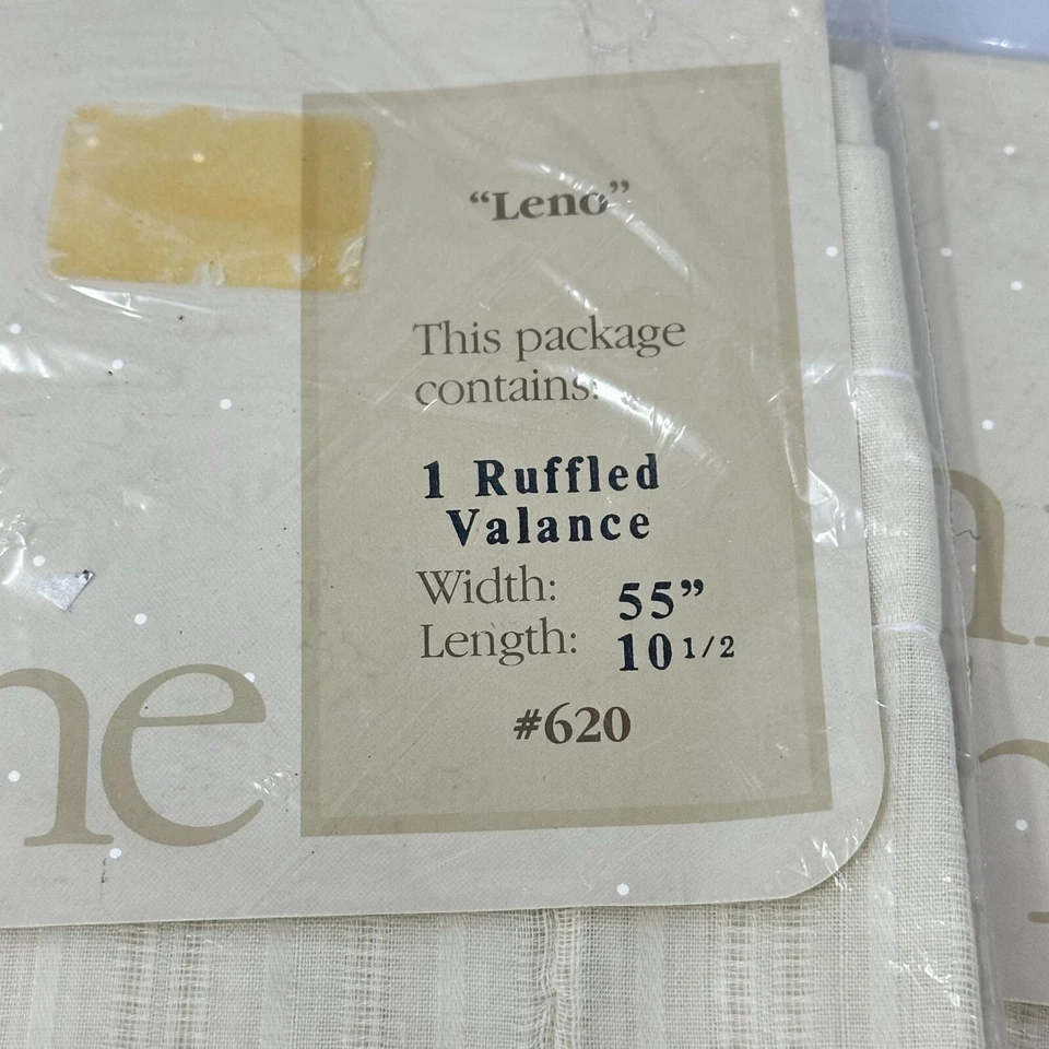 Arley Rennie Sunshine Leno Ruffled Valance Set Natural 620 55 x 10.5 Inches - Image 2 of 4