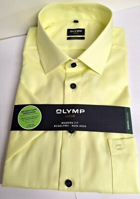 Olymp Luxor Kurzarm Hemd Gr. 44 (17 1/2), neu, akt., Modern fit, edel, gelb