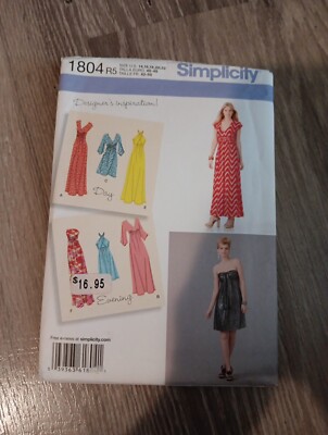 Simplicity R11804 Simplicity 1804 Misses' Knit Dresses, Eack In Two Lengths Sz 14-22 NEW ...