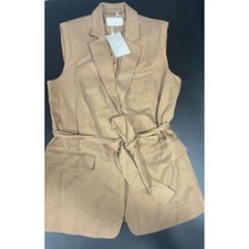 Everlane NWT The TENCEL Sleeveless Blazer in Toasted Coconut Size 10 MSRP $168