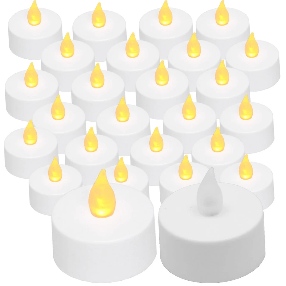 Conjunto de 24 peças de luz LED tealight operada por bateria sem fumaça - Imagem 3 de 3