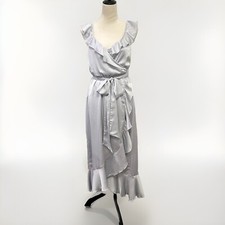 NWT SHOW ME YOUR MUMU Woman’s Samantha Ruffle Wrap Dress Silver Luxe Satin SZ M
