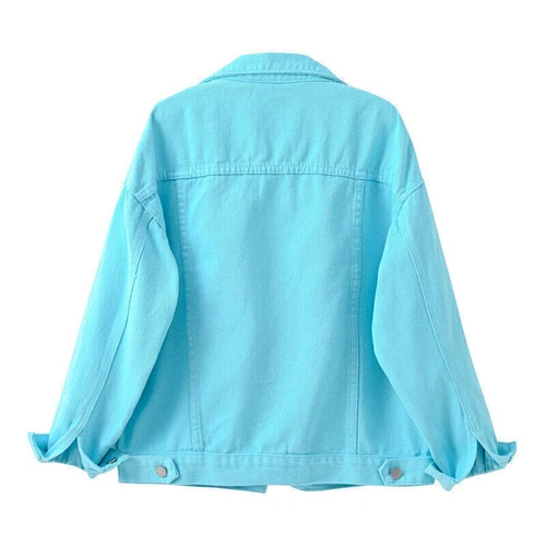 Womens Ladies Stretch Denim Jacket Soft Cotton Loose Plus Zise Stonewash Coat!@ - Picture 25 of 26
