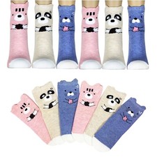 Wrapables Novelty Mix Animal Print Crew Socks 6 pack Cute For Kids Teenagers.