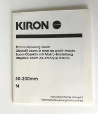 Kiron 80-200mm f4 Zoom Instruction Manual multi-language