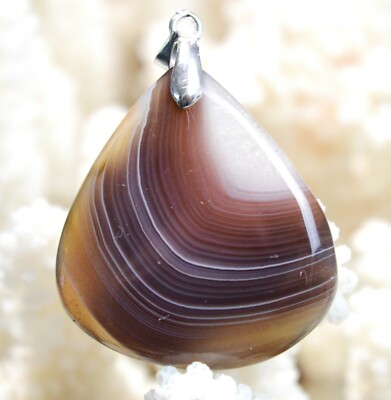 Cabochon D'agate Brésilienne Naturelle - 26,90 Carats, Percé