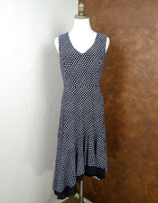 Tommy Hilfiger Sleeveless Dress Size 6 Black White Polka Dot Asymmetrical Ruffle