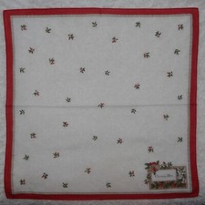 M233 CHRISTIAN DIOR White Red Cotton Scarf Scarves Pocket Square 18.5" X 18.5"