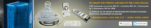 KIT striscia LED 100W RGB CCT IP67 impermeabile 24V box doccia WiFi alexa google - Imagen 10 de 10