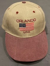 Vintage Orlando Florida USA Beige Red Bill Adjustable Strap Back Hat OSFM