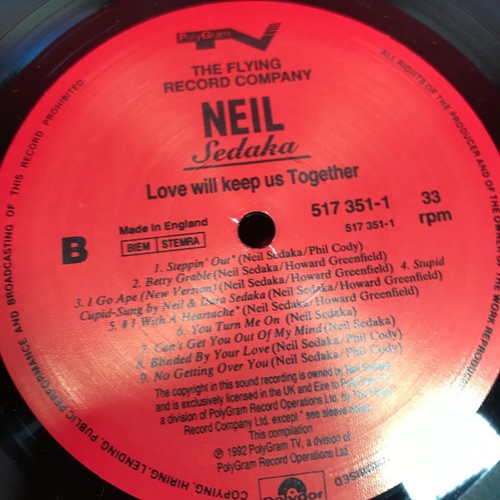 NEIL SEDAKA Love Will Keep Us Together 1992 UK vinyl LP Steppin' Out Elton John - Picture 4 of 4