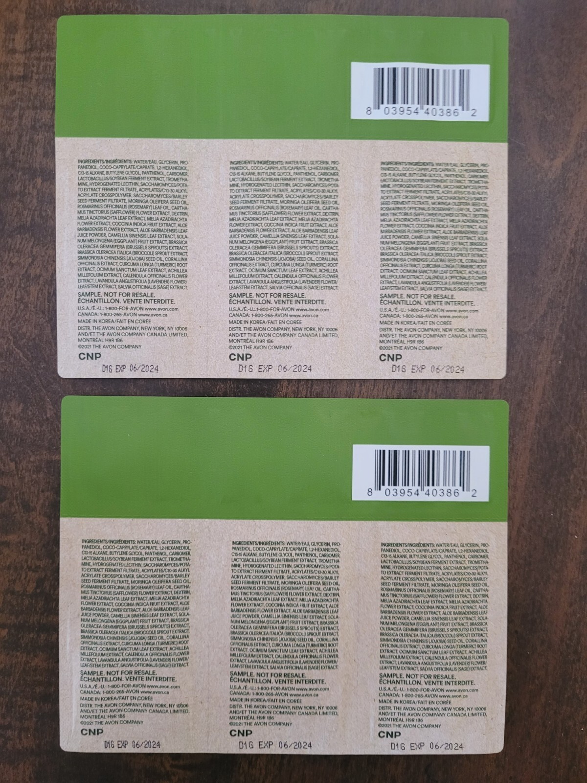 Avon Farm X Super Greens Cooling Gel Travel Samples .05 fl oz each 6