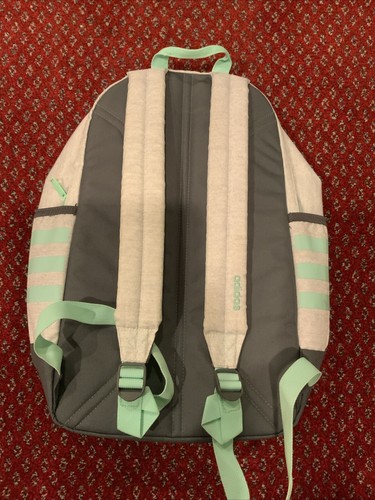 Adidas Grey & Teal Green Classic 3 Stripe Backpack/Book Bag/Laptop Bag - Picture 2 of 6