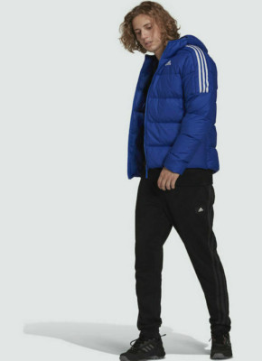 Adidas Essentials Midweight Down Hooded Jacket Blue Size L - GT9140 UVP 110£ AD7