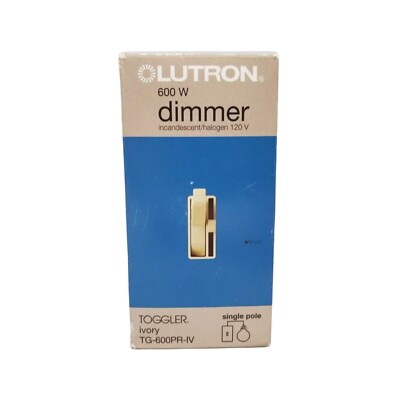 Lutron 600-Watt Dimmer Ivory Single Pole Toggler Slide, TG-600PR-IV, Incad/Halog