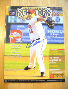 MILB - 2011 (Aug.) Harrisburg Senators GameDay Program "E. Arnesen" Auto. - EX