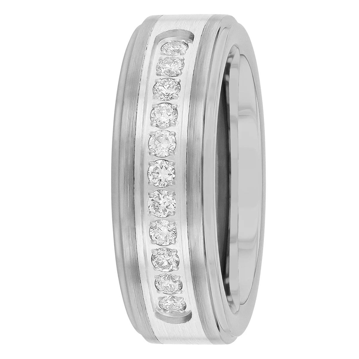 Brilliance Fine Jewelry Diamond Tungsten Stainless Steel Band Mens