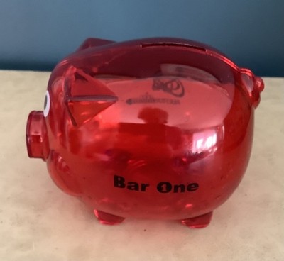Vintage Abertay Union Bar One rot Kunststoff Sparschwein & Stopfen Sammlerstück