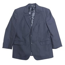 Jos A Bank Suit Mens 46R Navy Pinstripe 100 Wool 2 Button Jacket Pants Set