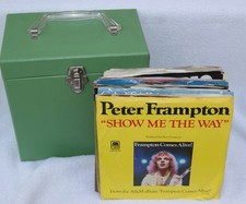 Vintage Platter-Pak 45-rpm Record Case with 32 Various 7" Records from 1970s