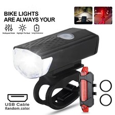 USB Rechargeable LED Bicycle Headlight Bike Front Rear Lamp Cycling NEW