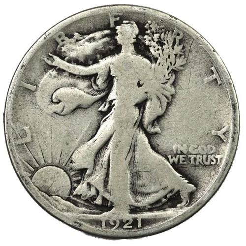 1921-D Denver Walking Liberty Half Dollar 50C Very Good VG