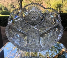 AMERICAN BRILLIANT cut glass bowl. "Astic" by Quaker city.