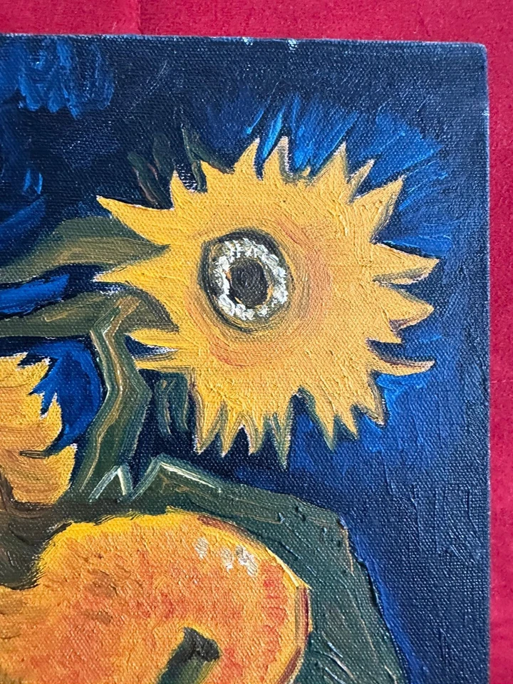 VINCENT VAN GOGH oil painting on canvas, vtg stamped signed - Image 4 of 4