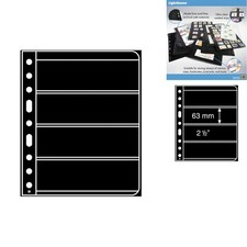 Leuchtturm Vario Stamp Pages Black 9-Hole 4 Pockets for Stamp Collection - Pack