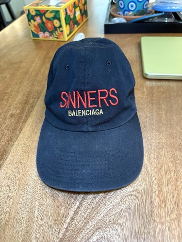 Balenciaga Black Baseball Cap SINNERS Embroidered Logo Size L Adjustable