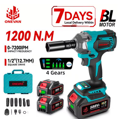 ONEVAN 1200N.M Brushless Electric Impact Wrench 3 Funtion 1/2'' Cordless